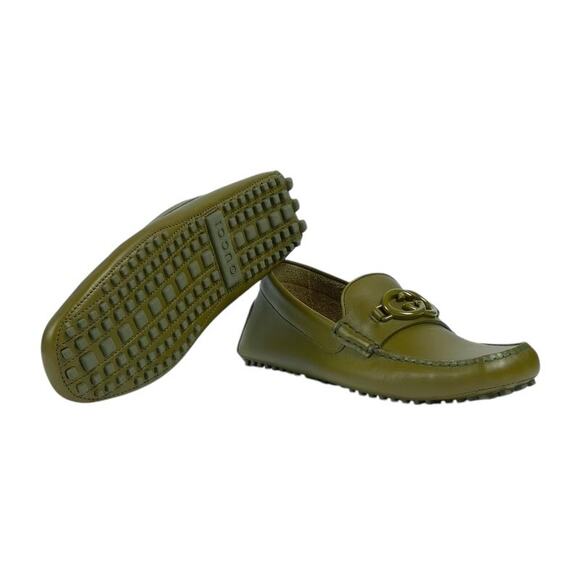 Gucci men GG logo moccasin driving Loafer juniper Green Size US10 - Picture 4 of 10